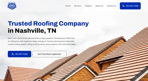 A&G Roofing homepage design — focused on driving calls and roof inspections